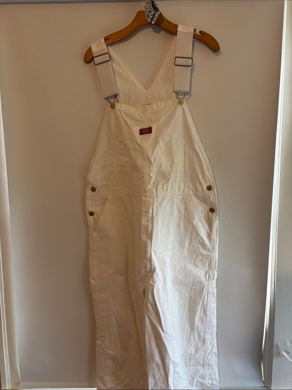 Dickies White Women's Painter-Style Overalls
